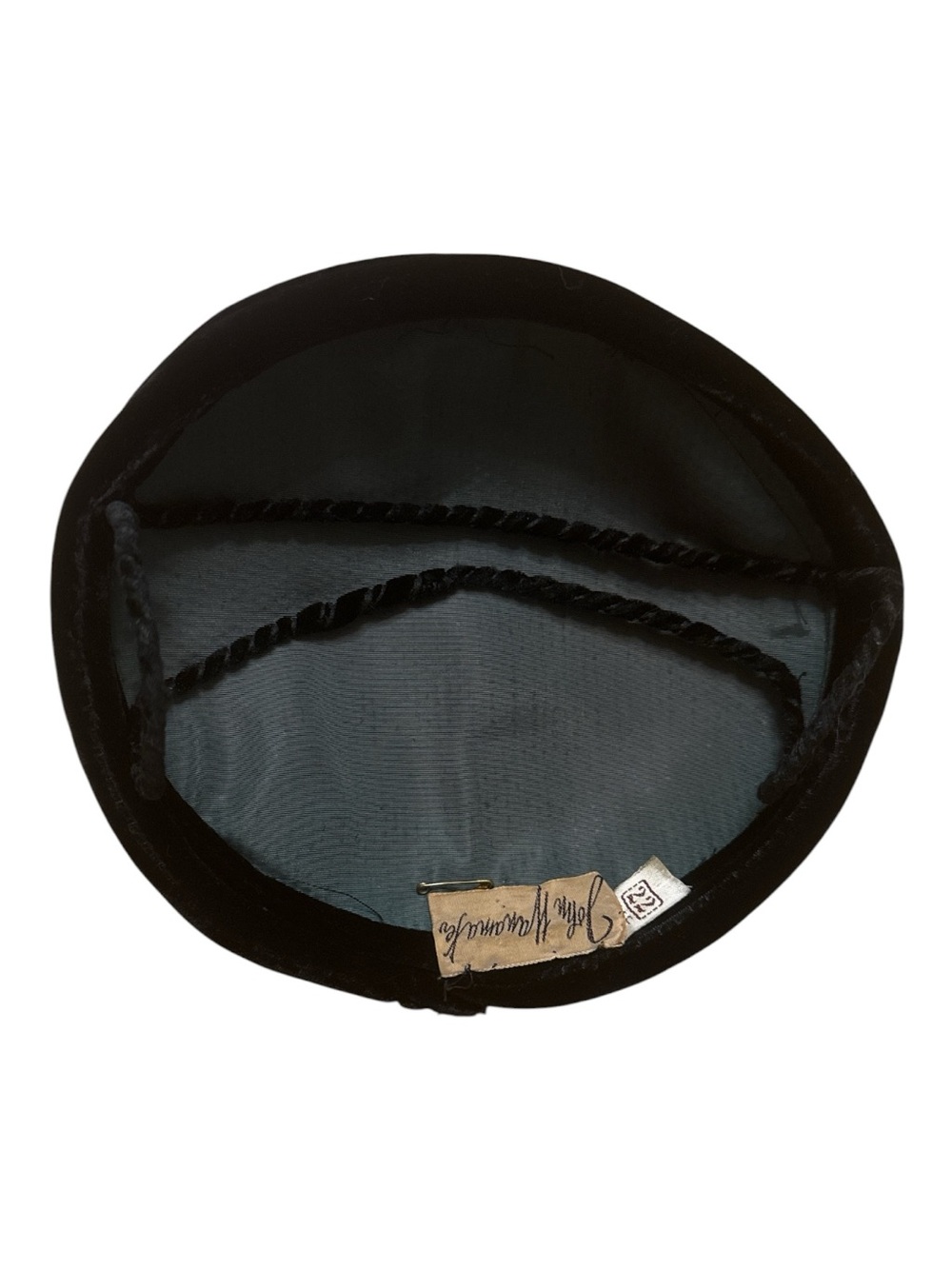 John Wanamaker Vintage Classic Black Velvet Hat with Gold Button - Picture 3 of 5